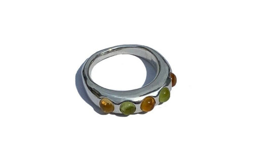 Peridots & Citrines Round Ring